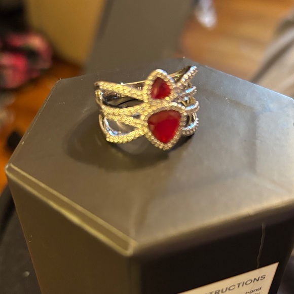 Ruby on Rhodium Ring - Picture 3 of 4
